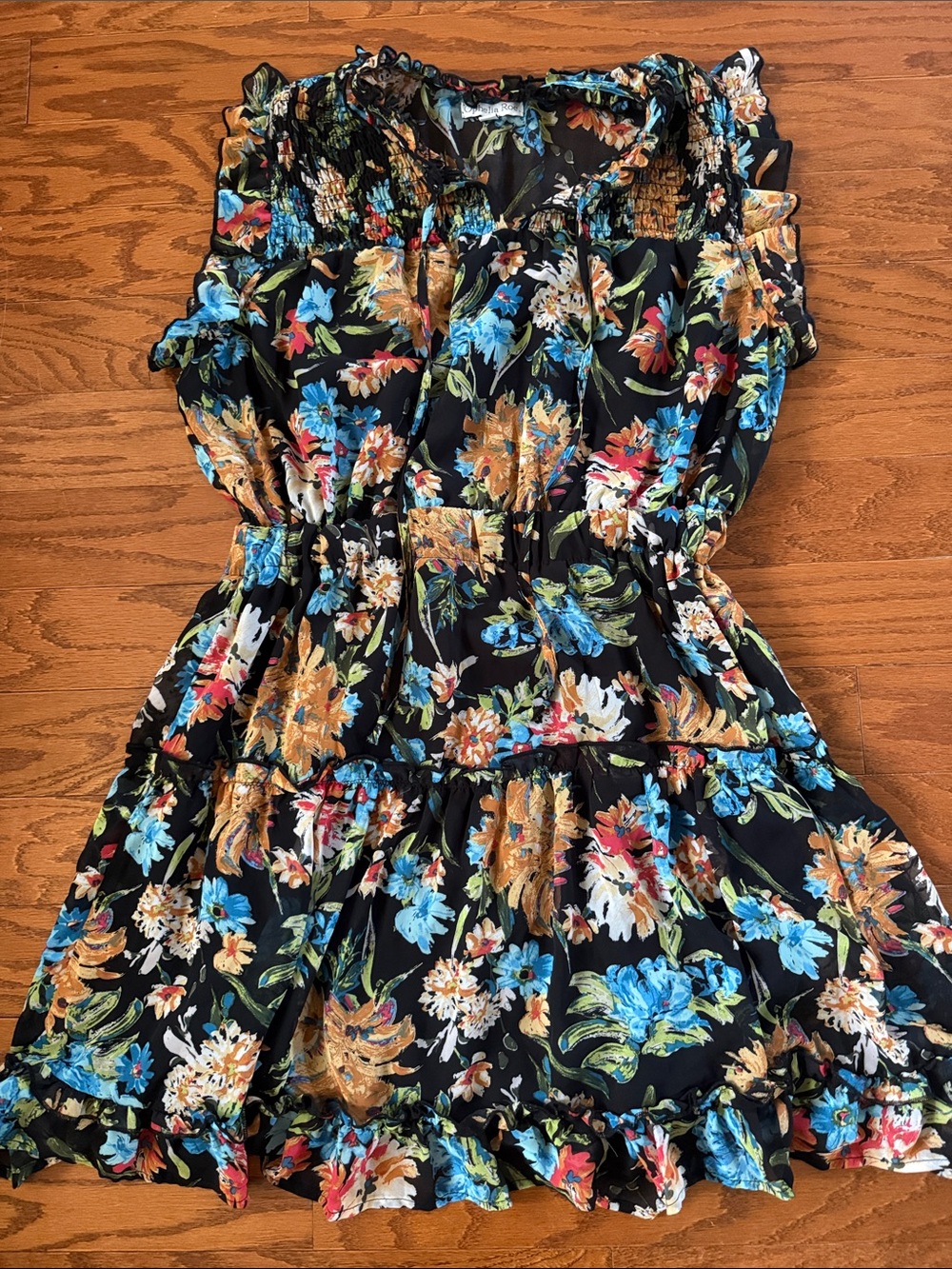 Tropical floral ruffle dress